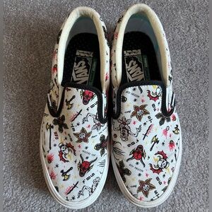 Stranger things slip on vans!! Women’s 8.5 Men’s 7